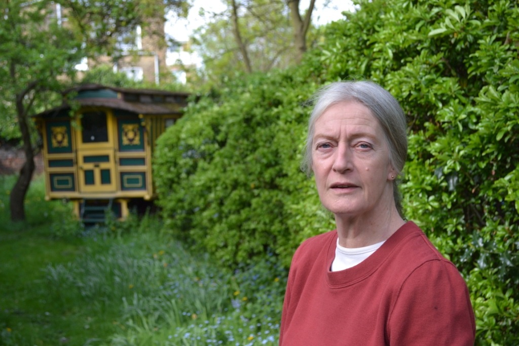 In her garden in the heart of Kentish Town. Photo: Stephen Emms