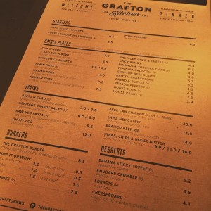 Oh my. Exciting food options at the Grafton. Photo: Joel Czopor