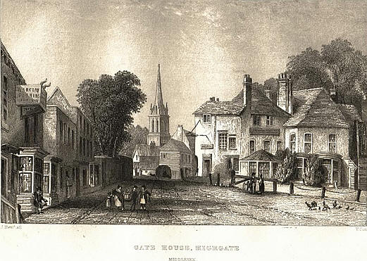 There's been a pub on this spot in Highgate for centuries. Here it is in 1835. Photo: CC