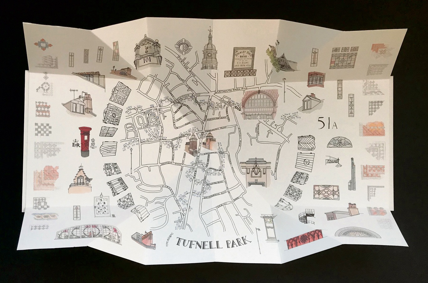 Christine Nicholls intricate map of Tufnell Park